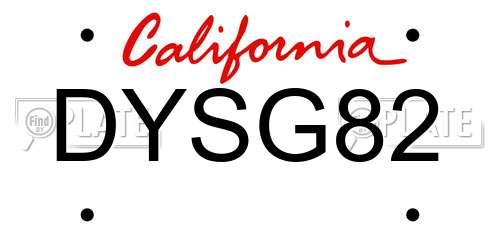 DYSG82 California License Plate