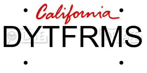 DYTFRMS California License Plate