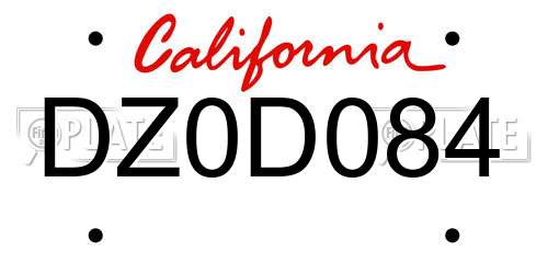 DZ0D084 California License Plate