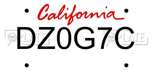 DZ0G7C California License Plate