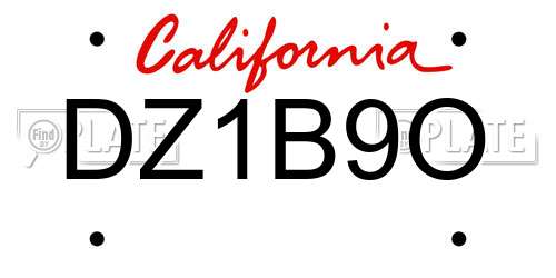 DZ1B9O California License Plate