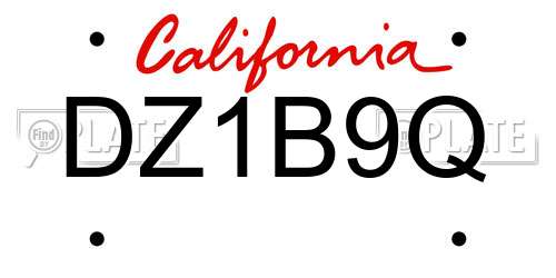 DZ1B9Q California License Plate
