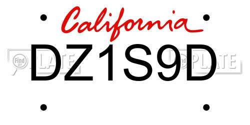 DZ1S9D California License Plate