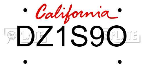 DZ1S9O California License Plate