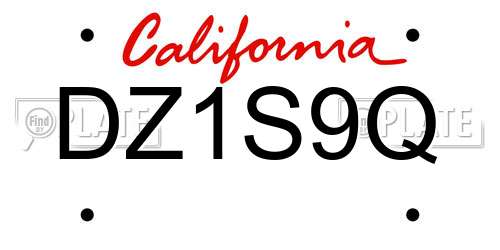 DZ1S9Q California License Plate