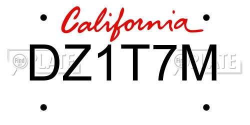 DZ1T7M California License Plate