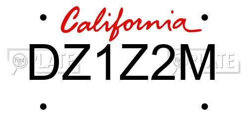 DZ1Z2M California License Plate