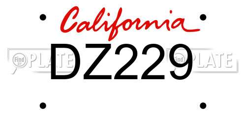 DZ229 California License Plate