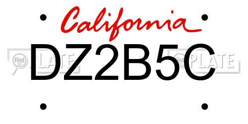 DZ2B5C California License Plate