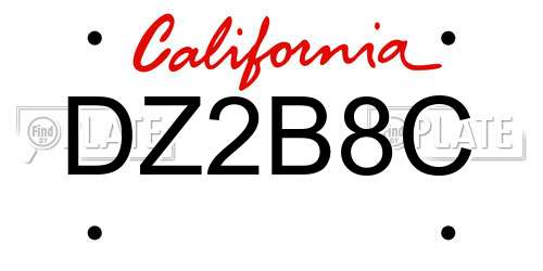 DZ2B8C California License Plate