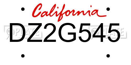 DZ2G545 California License Plate