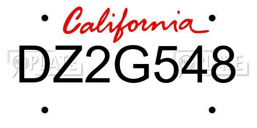 DZ2G548 California License Plate