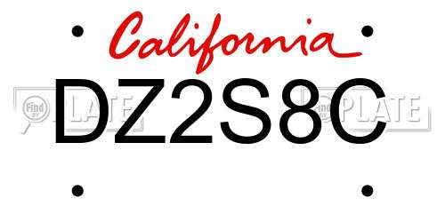 DZ2S8C California License Plate