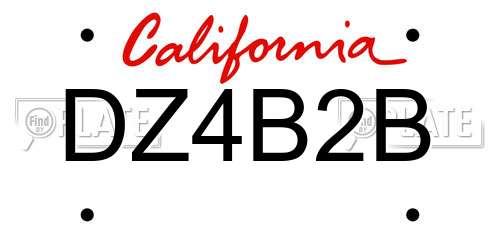DZ4B2B California License Plate