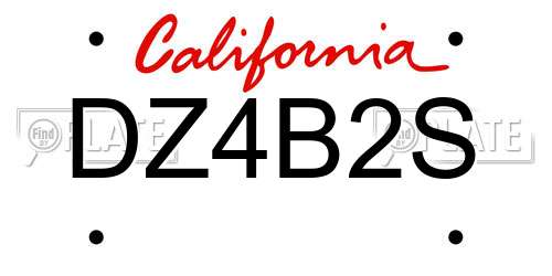 DZ4B2S California License Plate