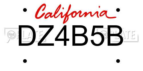 DZ4B5B California License Plate