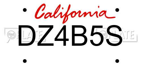 DZ4B5S California License Plate