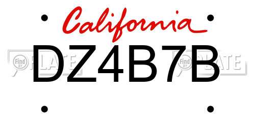 DZ4B7B California License Plate