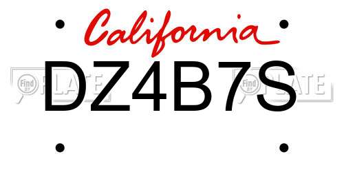 DZ4B7S California License Plate