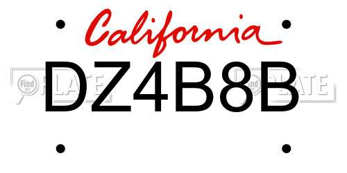 DZ4B8B California License Plate