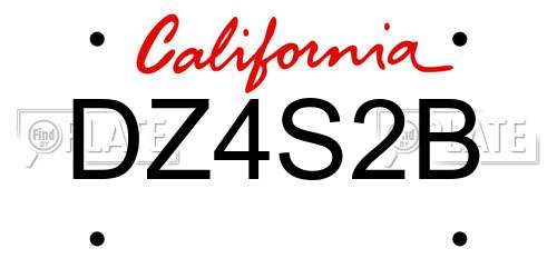 DZ4S2B California License Plate