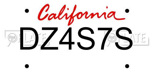 DZ4S7S California License Plate