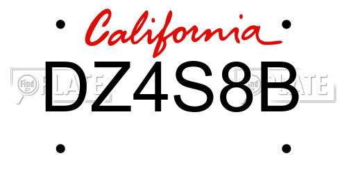 DZ4S8B California License Plate
