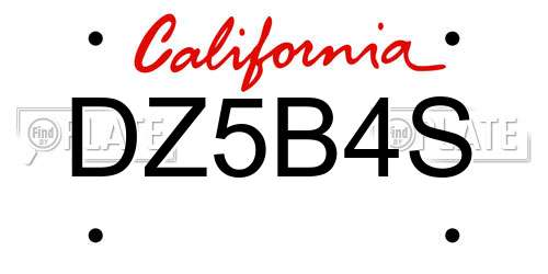 DZ5B4S California License Plate
