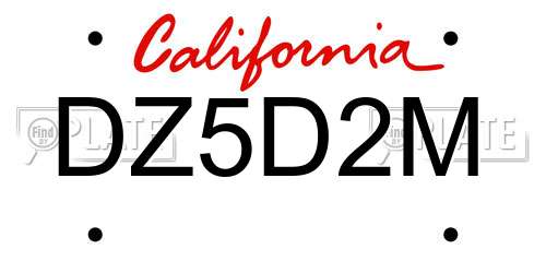 DZ5D2M California License Plate