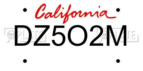 DZ5O2M California License Plate