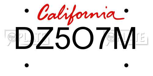 DZ5O7M California License Plate
