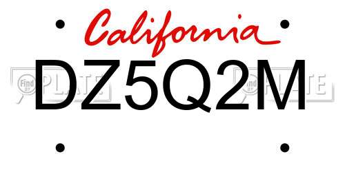DZ5Q2M California License Plate