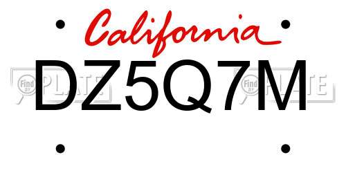 DZ5Q7M California License Plate