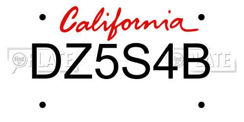 DZ5S4B California License Plate
