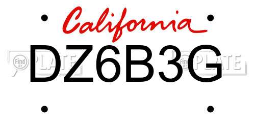 DZ6B3G California License Plate