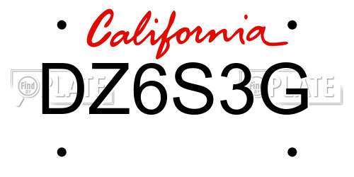DZ6S3G California License Plate