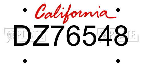 DZ76548 California License Plate