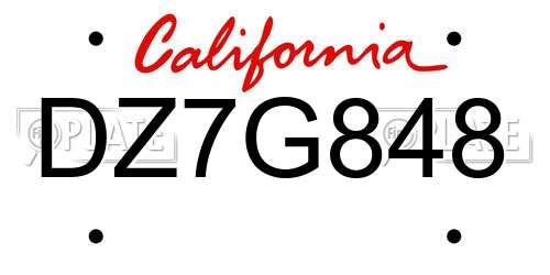 DZ7G848 California License Plate