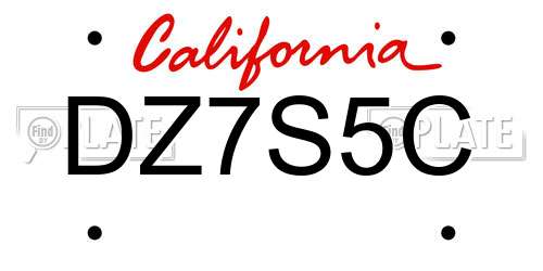 DZ7S5C California License Plate