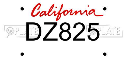DZ825 California License Plate