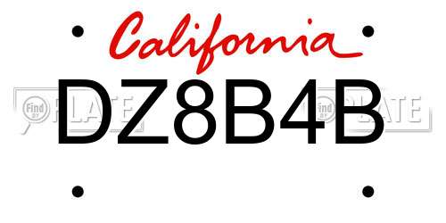 DZ8B4B California License Plate