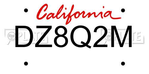 DZ8Q2M California License Plate