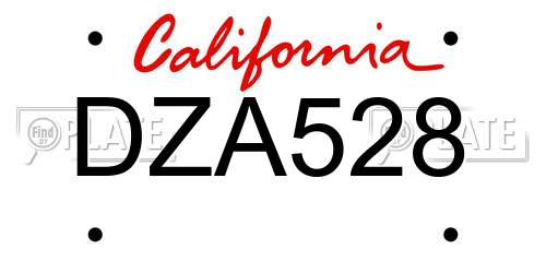 DZA528 California License Plate