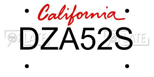 DZA52S California License Plate