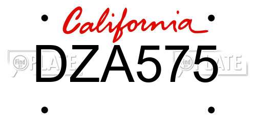 DZA575 California License Plate
