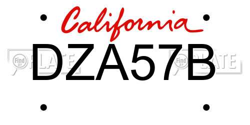 DZA57B California License Plate