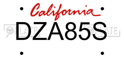 DZA85S California License Plate