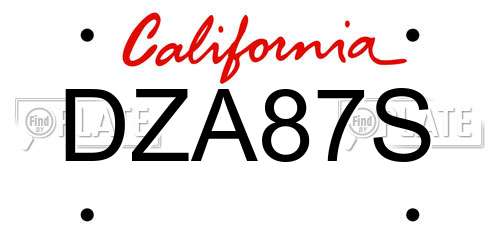 DZA87S California License Plate