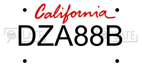 DZA88B California License Plate