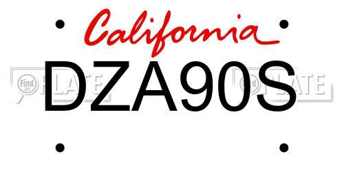 DZA90S California License Plate